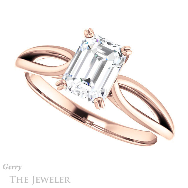 Emerald Cut Forever Brilliant Moissanite Engagement Ring #GTJ1183-emerald-fb-r