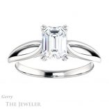 Emerald Cut Forever One Moissanite Engagement Ring #GTJ1183-emerald-fb-w 1 Emerald Cut Forever Brilliant Moissanite Engagement Ring #GTJ1183-emerald-fb-w