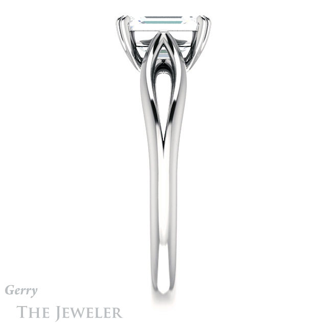 Emerald Cut Forever One Moissanite Engagement Ring #GTJ1183-emerald-fb-w 3 Emerald Cut Forever Brilliant Moissanite Engagement Ring #GTJ1183-emerald-fb-w