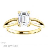 Emerald Cut Forever One Moissanite Engagement Ring #GTJ1183-emerald-fb-y 1 Emerald Cut Forever Brilliant Moissanite Engagement Ring #GTJ1183-emerald-fb-y