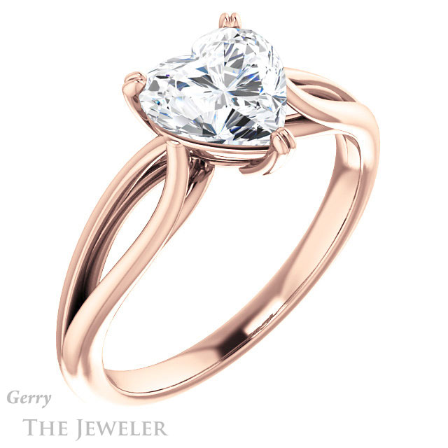 Heart Shaped Forever One Moissanite Engagement Ring #GTJ1183-heart-fb-r 4 Heart Shaped Forever Brilliant Moissanite Engagement Ring #GTJ1183-heart-fb-r