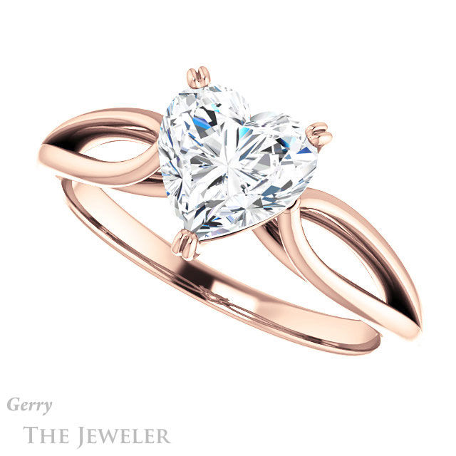 Heart Shaped Forever One Moissanite Engagement Ring #GTJ1183-heart-fb-r 5 Heart Shaped Forever Brilliant Moissanite Engagement Ring #GTJ1183-heart-fb-r