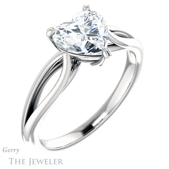 Heart Shaped Forever One Moissanite Engagement Ring #GTJ1183-heart-fb-w 4 Heart Shaped Forever Brilliant Moissanite Engagement Ring #GTJ1183-heart-fb-w