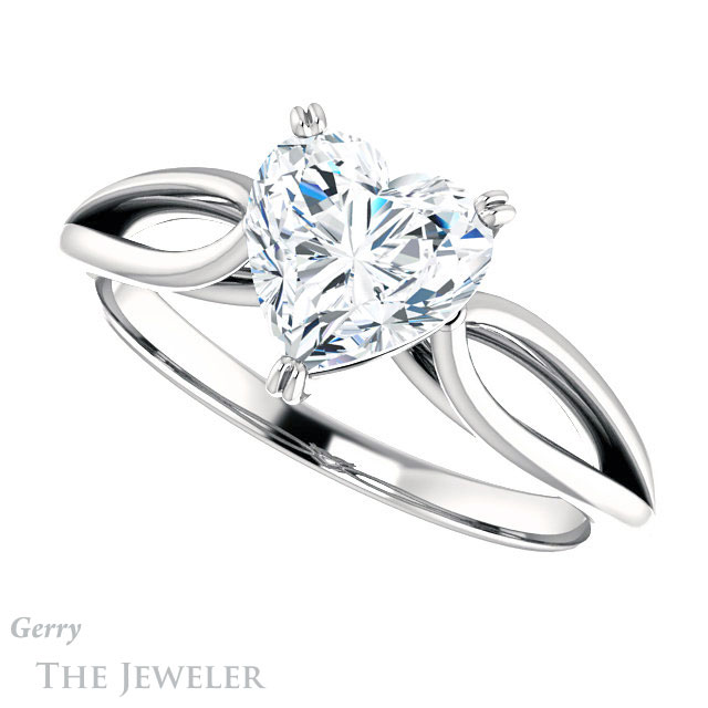 Heart Shaped Forever One Moissanite Engagement Ring #GTJ1183-heart-fb-w 5 Heart Shaped Forever Brilliant Moissanite Engagement Ring #GTJ1183-heart-fb-w