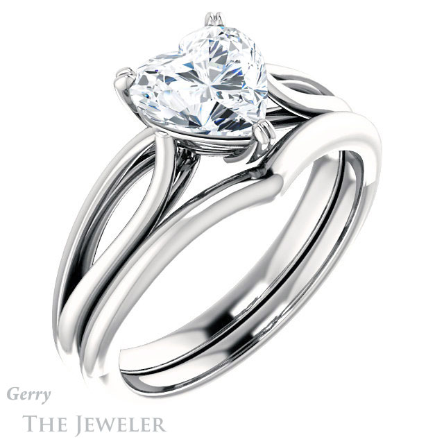 Heart Shaped Forever One Moissanite Engagement Ring #GTJ1183-heart-fb-w 6 Heart Shaped Forever Brilliant Moissanite Engagement Ring #GTJ1183-heart-fb-w