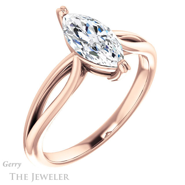 Marquise Cut Forever One Moissanite Engagement Ring #GTJ1183-marquise-fb-r 4 Marquise Cut Forever Brilliant Moissanite Engagement Ring #GTJ1183-marquise-fb-r