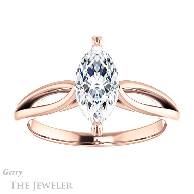 Marquise Cut Forever One Moissanite Engagement Ring #GTJ1183-marquise-fb-r 1 Marquise Cut Forever Brilliant Moissanite Engagement Ring #GTJ1183-marquise-fb-r