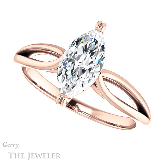 Marquise Cut Forever One Moissanite Engagement Ring #GTJ1183-marquise-fb-r 5 Marquise Cut Forever Brilliant Moissanite Engagement Ring #GTJ1183-marquise-fb-r