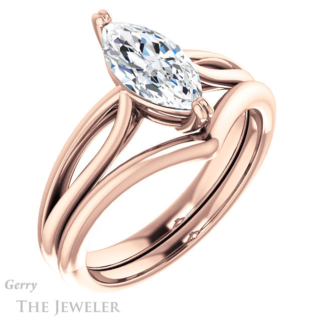 Marquise Cut Forever One Moissanite Engagement Ring #GTJ1183-marquise-fb-r 6 Marquise Cut Forever Brilliant Moissanite Engagement Ring #GTJ1183-marquise-fb-r