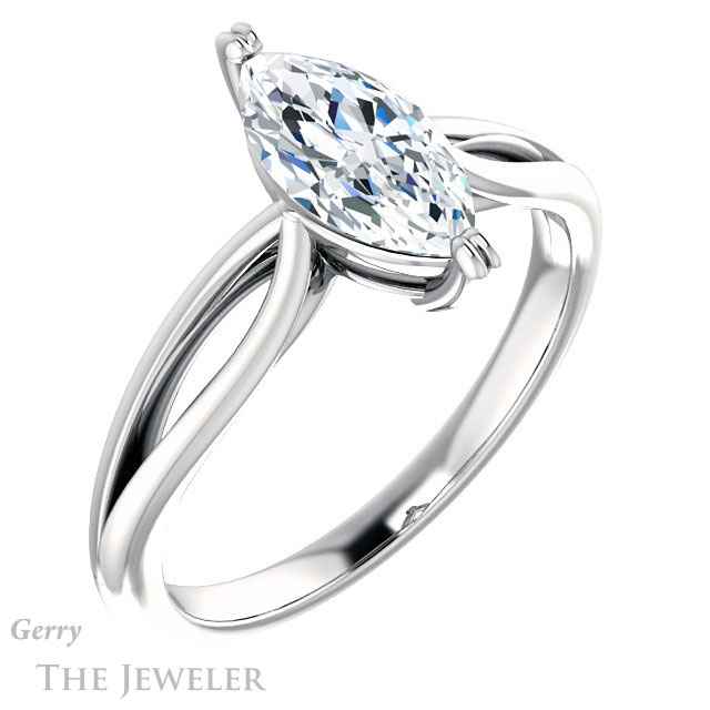 Marquise Cut Forever One Moissanite Engagement Ring #GTJ1183-marquise-fb-w 4 Marquise Cut Forever Brilliant Moissanite Engagement Ring #GTJ1183-marquise-fb-w