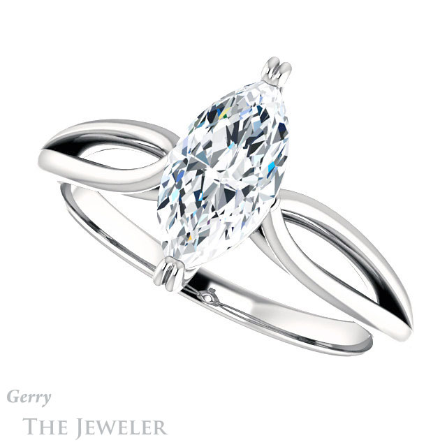Marquise Cut Forever One Moissanite Engagement Ring #GTJ1183-marquise-fb-w 5 Marquise Cut Forever Brilliant Moissanite Engagement Ring #GTJ1183-marquise-fb-w