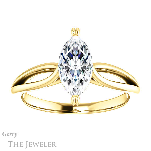 Marquise Cut Forever Brilliant Moissanite Engagement Ring #GTJ1183-marquise-fb-y