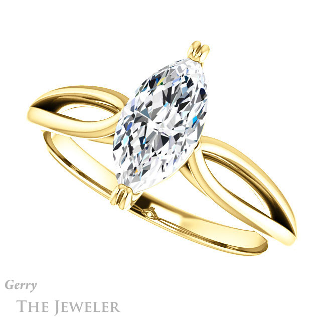 Marquise Cut Forever One Moissanite Engagement Ring #GTJ1183-marquise-fb-y 5 Marquise Cut Forever Brilliant Moissanite Engagement Ring #GTJ1183-marquise-fb-y