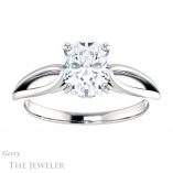 Oval Shaped Forever One Moissanite Engagement Ring #GTJ1183-oval-fo-w