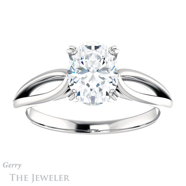 Oval Shaped Forever One Moissanite Engagement Ring #GTJ1183-oval-fo-w
