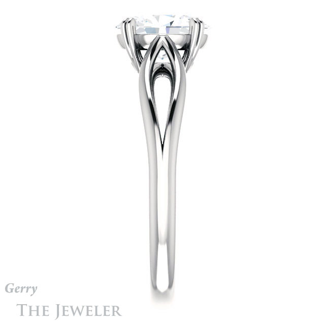 Oval Shaped Forever One Moissanite Engagement Ring #GTJ1183-oval-fo-w