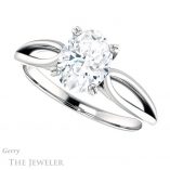 Oval Shaped Forever One Moissanite Engagement Ring #GTJ1183-oval-fo-w