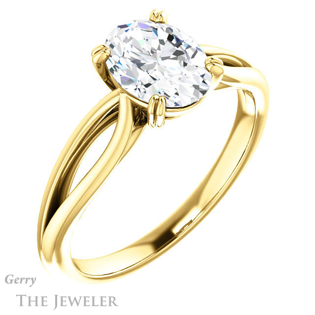 Oval Shaped Forever One Moissanite Engagement Ring #GTJ1183-oval-fo-y 4 Oval Shaped Forever One Moissanite Engagement Ring #GTJ1183-oval-fo-y