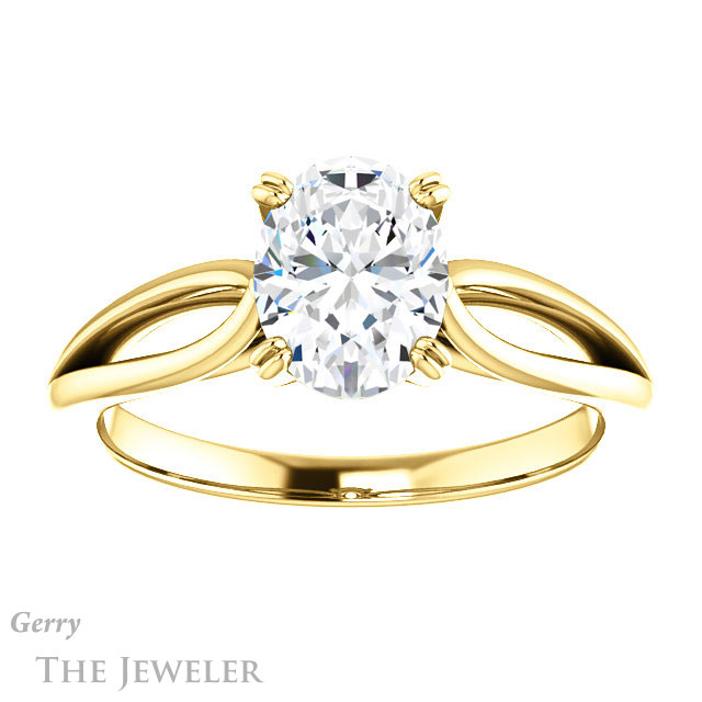 Oval Shaped Forever One Moissanite Engagement Ring #GTJ1183-oval-fo-y 1 Oval Shaped Forever One Moissanite Engagement Ring #GTJ1183-oval-fo-y