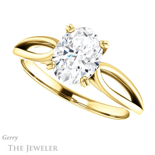 Oval Shaped Forever One Moissanite Engagement Ring #GTJ1183-oval-fo-y 5 Oval Shaped Forever One Moissanite Engagement Ring #GTJ1183-oval-fo-y