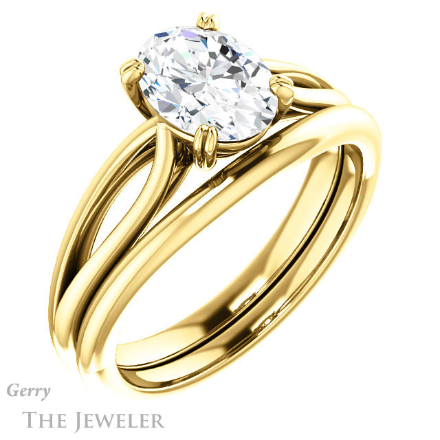 Oval Shaped Forever One Moissanite Engagement Ring #GTJ1183-oval-fo-y 6 Oval Shaped Forever One Moissanite Engagement Ring #GTJ1183-oval-fo-y
