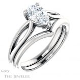 Pear Shaped Forever Brilliant Moissanite Engagement Ring #GTJ1183-pear-fb-w