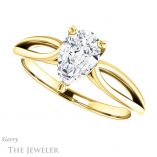 Pear Shaped Forever Brilliant Moissanite Engagement Ring #GTJ1183-pear-fb-y