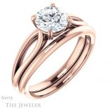 Round Cut Forever One Moissanite Engagement Ring #GTJ1183-round-fo-r
