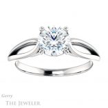Round Cut Forever One Moissanite Engagement Ring #GTJ1183-round-fo-w