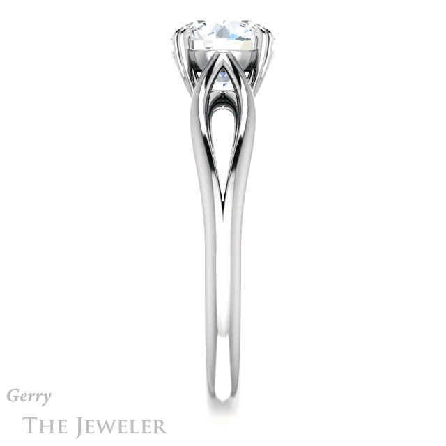 Round Cut Forever One Moissanite Engagement Ring #GTJ1183-round-fo-w