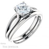 Round Cut Forever One Moissanite Engagement Ring #GTJ1183-round-fo-w
