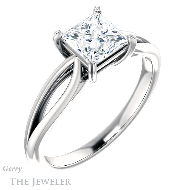 Princess Cut Forever One Moissanite Engagement Ring #GTJ1183-square-fo-w