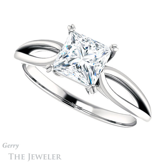 Princess Cut Forever One Moissanite Engagement Ring #GTJ1183-square-fo-w