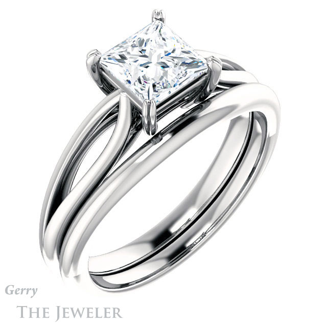 Princess Cut Forever One Moissanite Engagement Ring #GTJ1183-square-fo-w
