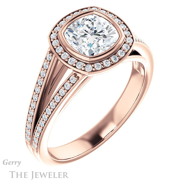 Cushion Cut Forever One Moissanite Engagement Ring #GTJ1184-cushion-fo-r