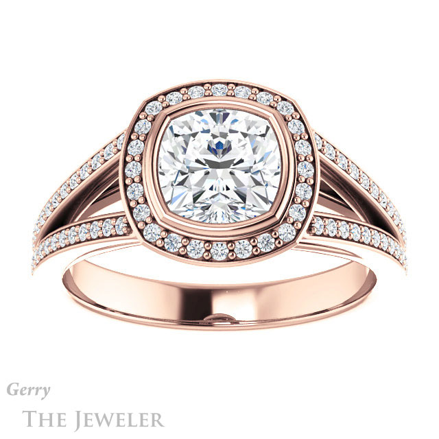 Cushion Cut Forever One Moissanite Engagement Ring #GTJ1184-cushion-fo-r