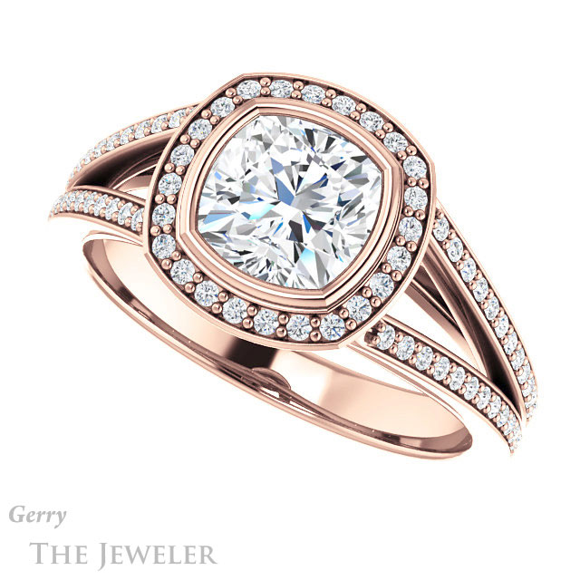 Cushion Cut Forever One Moissanite Engagement Ring #GTJ1184-cushion-fo-r