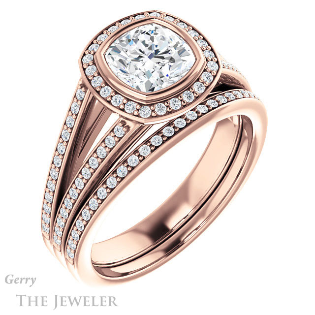 Cushion Cut Forever One Moissanite Engagement Ring #GTJ1184-cushion-fo-r