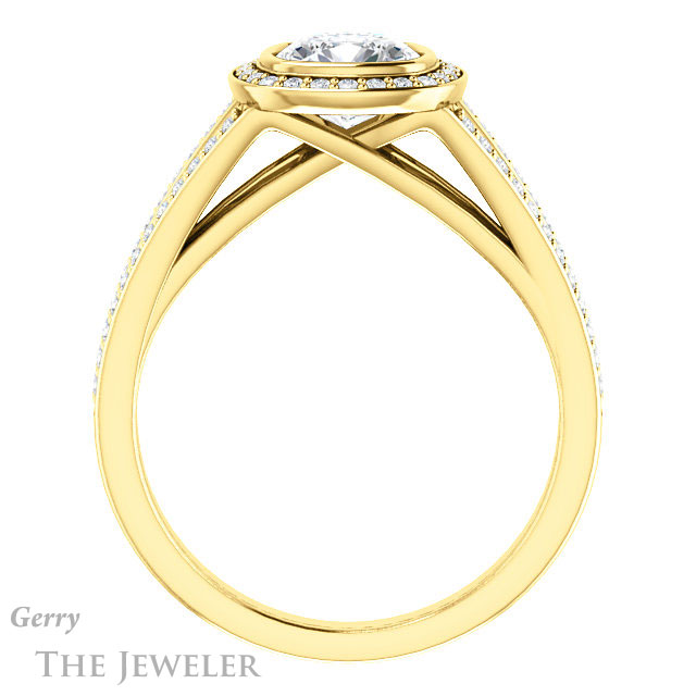 Cushion Cut Forever One Moissanite Engagement Ring #GTJ1184-cushion-fo-y