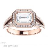 Emerald Cut Forever One Moissanite Engagement Ring #GTJ1184-emerald-fb-r 1 Emerald Cut Forever Brilliant Moissanite Engagement Ring #GTJ1184-emerald-fb-r