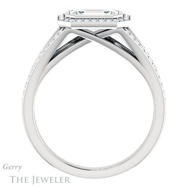 Emerald Cut Forever Brilliant Moissanite Engagement Ring #GTJ1184-emerald-fb-w