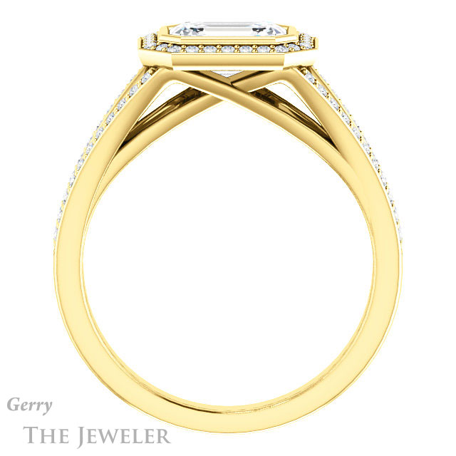 Emerald Cut Forever Brilliant Moissanite Engagement Ring #GTJ1184-emerald-fb-y