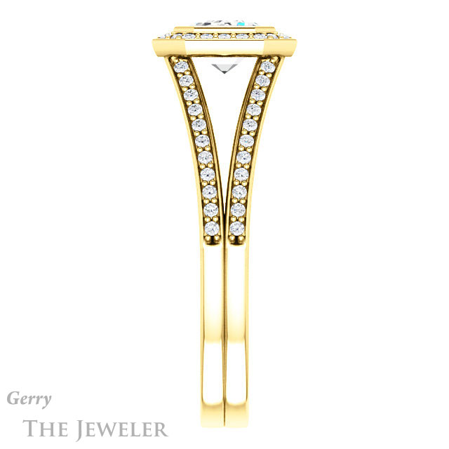 Emerald Cut Forever Brilliant Moissanite Engagement Ring #GTJ1184-emerald-fb-y