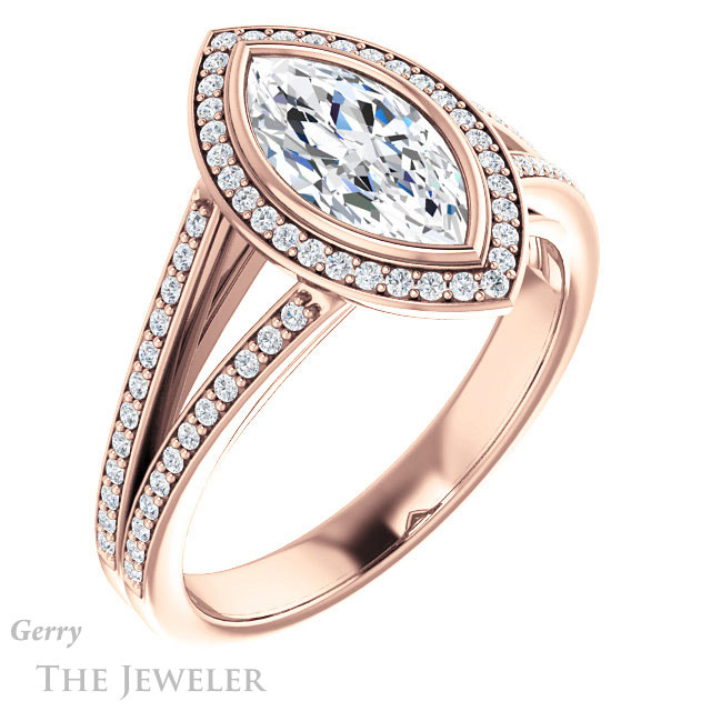 Marquise Cut Forever One Moissanite Engagement Ring #GTJ1184-marquise-fb-r 4 Marquise Cut Forever Brilliant Moissanite Engagement Ring #GTJ1184-marquise-fb-r