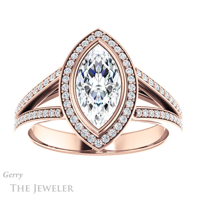 Marquise Cut Forever One Moissanite Engagement Ring #GTJ1184-marquise-fb-r 1 Marquise Cut Forever Brilliant Moissanite Engagement Ring #GTJ1184-marquise-fb-r