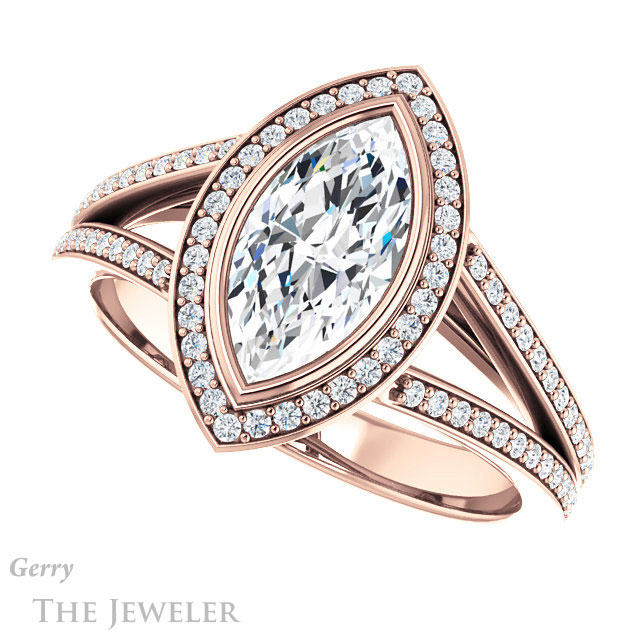 Marquise Cut Forever One Moissanite Engagement Ring #GTJ1184-marquise-fb-r 5 Marquise Cut Forever Brilliant Moissanite Engagement Ring #GTJ1184-marquise-fb-r
