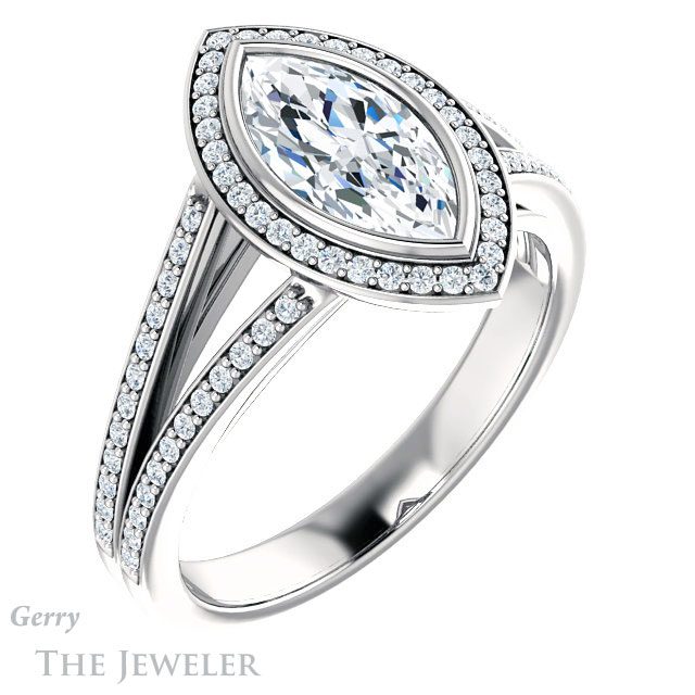 Marquise Cut Forever Brilliant Moissanite Engagement Ring #GTJ1184-marquise-fb-w