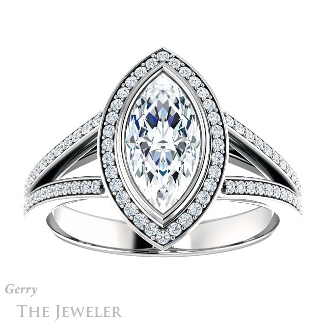 Marquise Cut Forever Brilliant Moissanite Engagement Ring #GTJ1184-marquise-fb-w