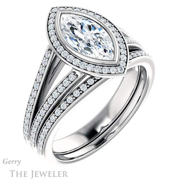 Marquise Cut Forever Brilliant Moissanite Engagement Ring #GTJ1184-marquise-fb-w