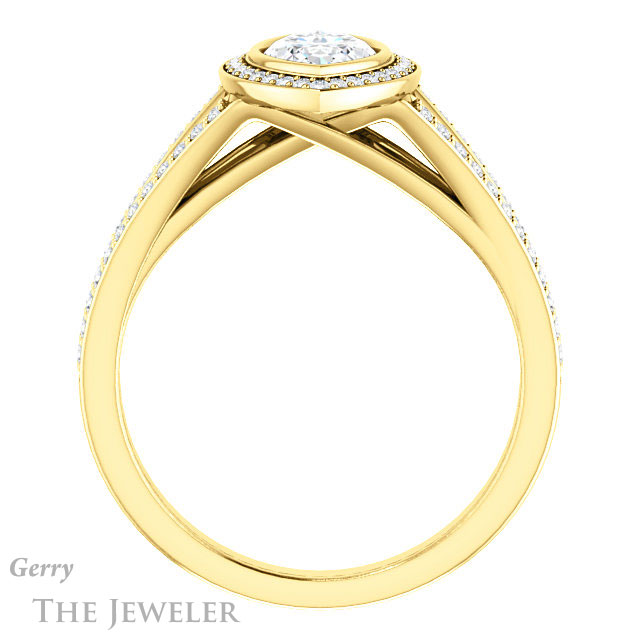 Marquise Cut Forever One Moissanite Engagement Ring #GTJ1184-marquise-fb-y 2 Marquise Cut Forever Brilliant Moissanite Engagement Ring #GTJ1184-marquise-fb-y